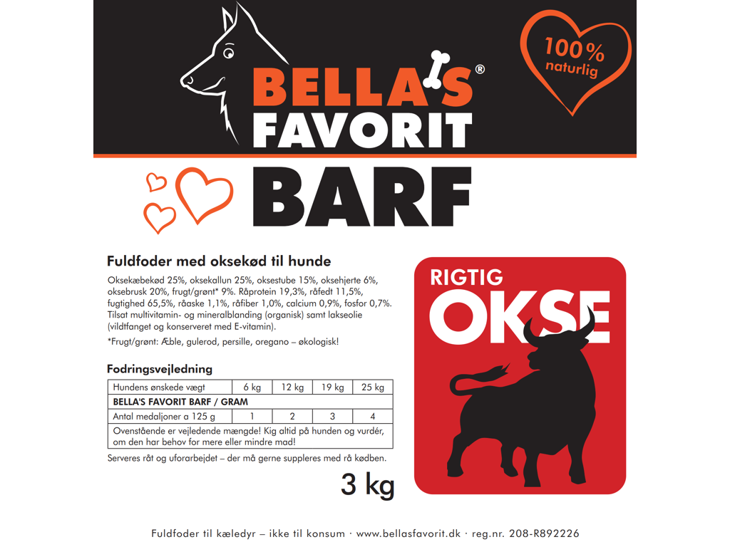 Bellas Rigtig Okse Medaljoner ca.100 stk. a´30g