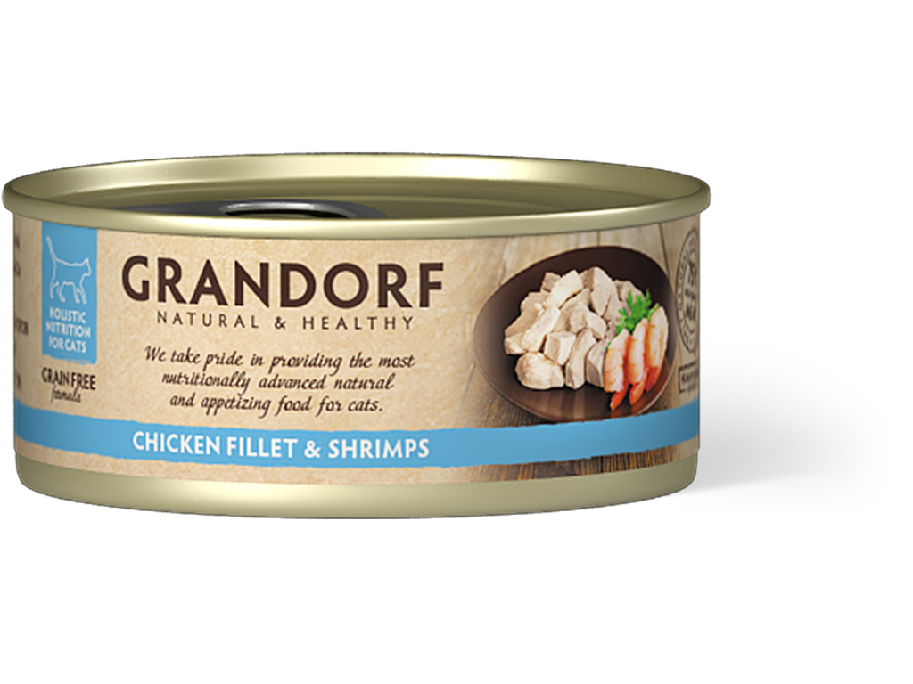 Grandorf WF Cat C.Breast and Shrimps 6x70g.